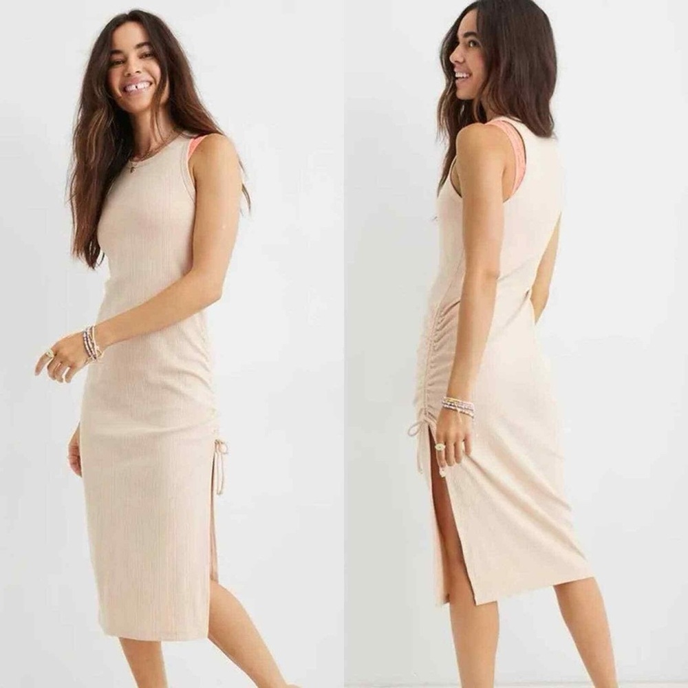 NWT Aerie Ruched Rib Midi Dress small